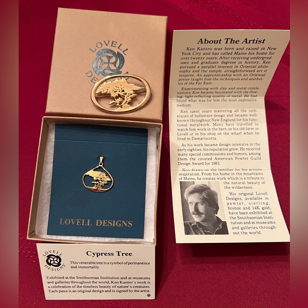 NIB Lovell Designs Ken Kantro Cypress Tree pendant and brooch